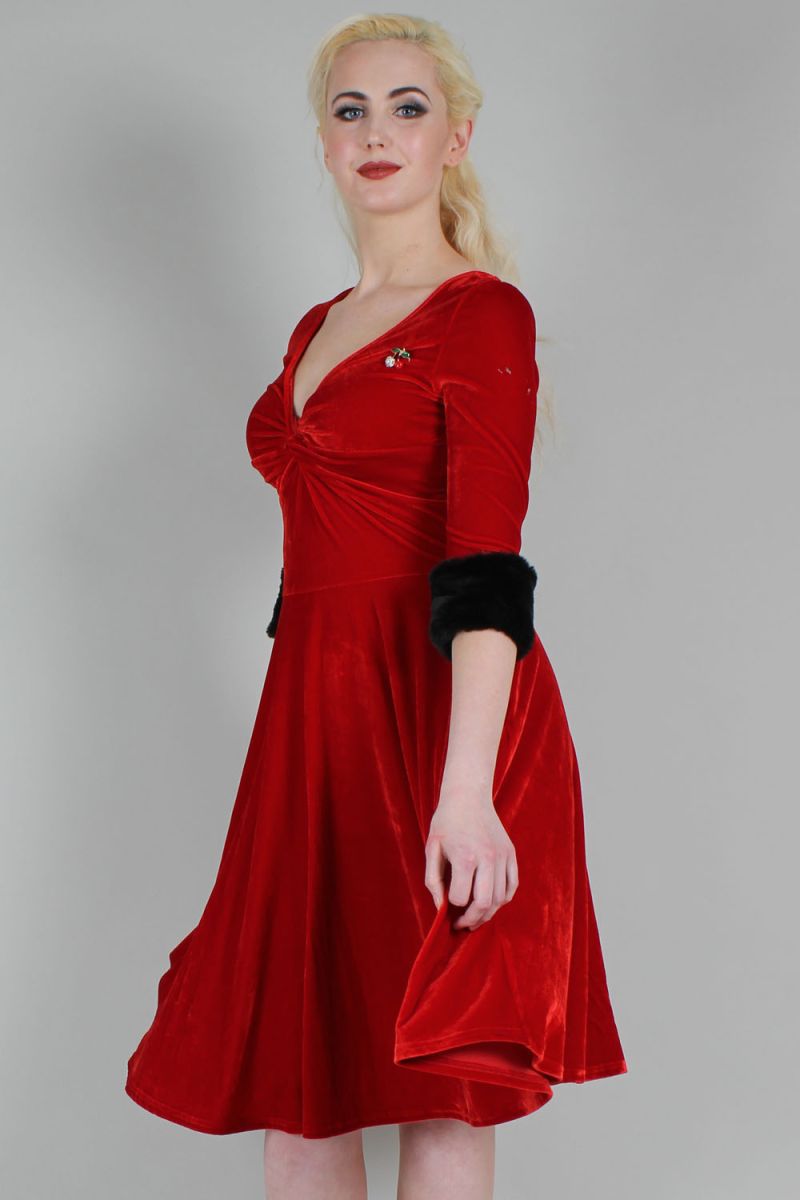 Red Velvet Lyra Fit & Flare Dress – Unique Vintage