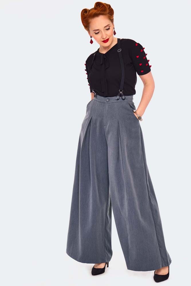 Khloe Grey 40s Style Trousers | Vintage Inspired Fashion 