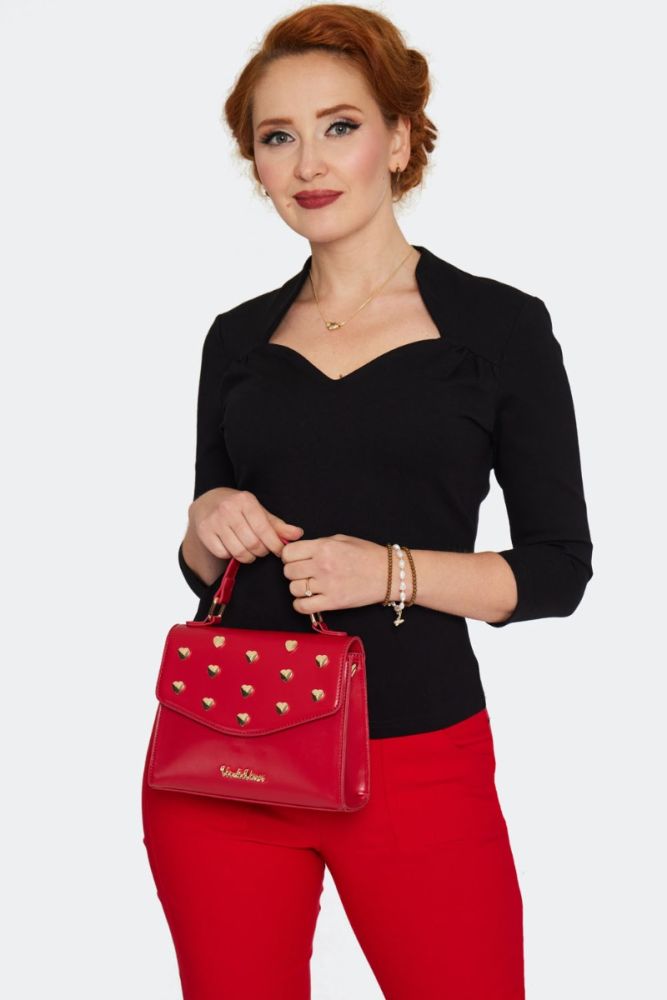 Heart Button Flap Red Day Bag