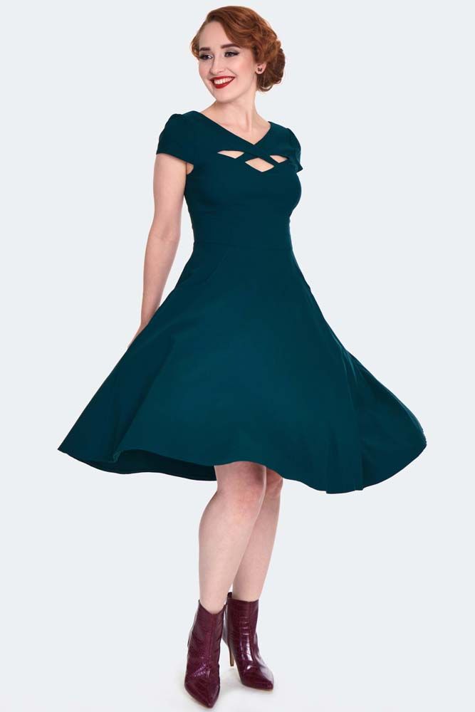 Criss Cross Green Flare Dress