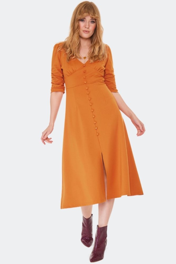 Button Front Midi Dress