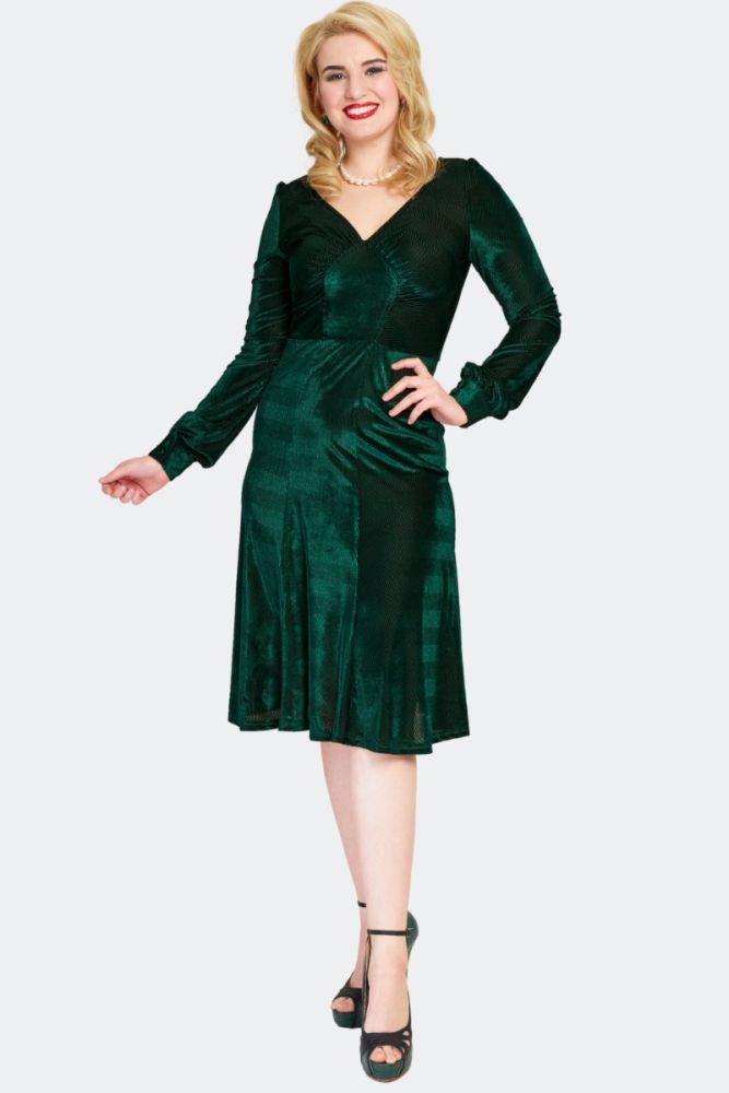 Velvet Long Sleeves Flare Dress