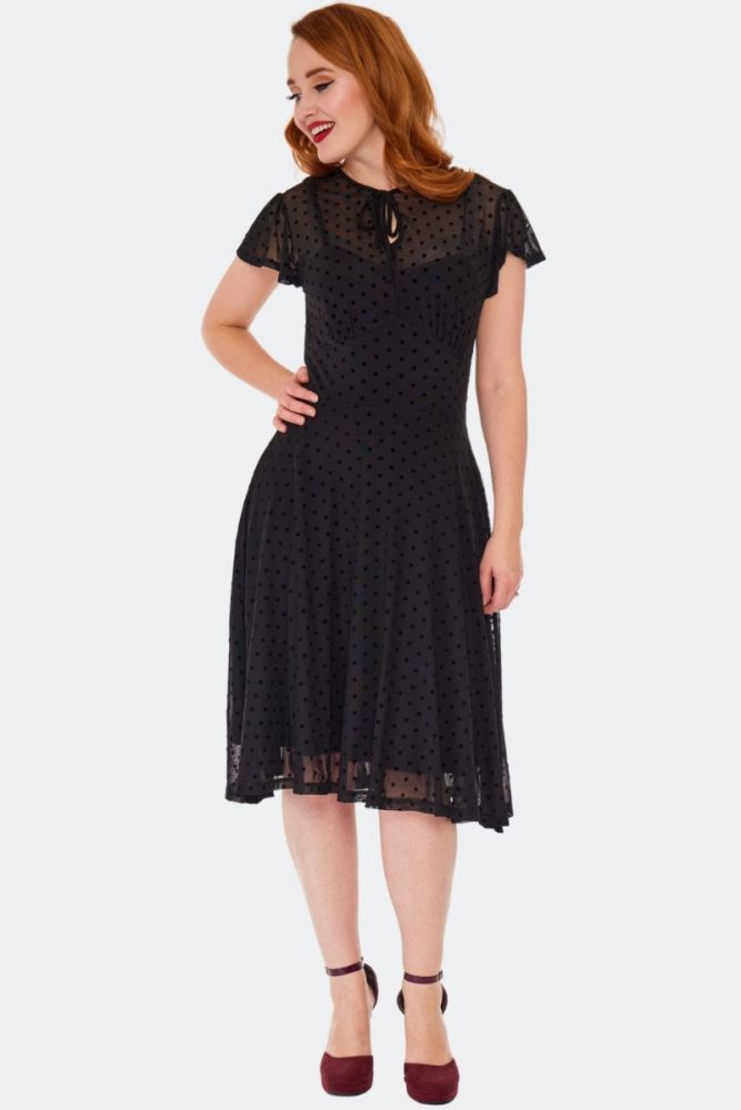 Polka Dot Overlay Flare Dress