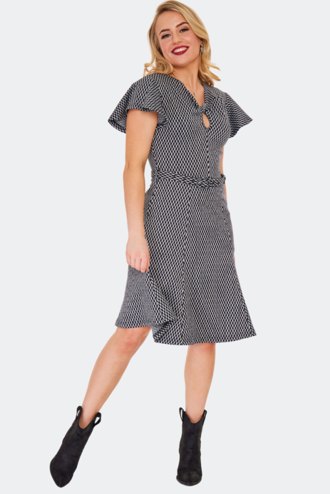 Houndstooth Flare Dress