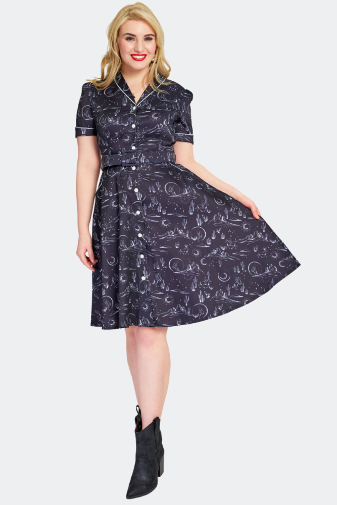 Western Front Button Flare Dress