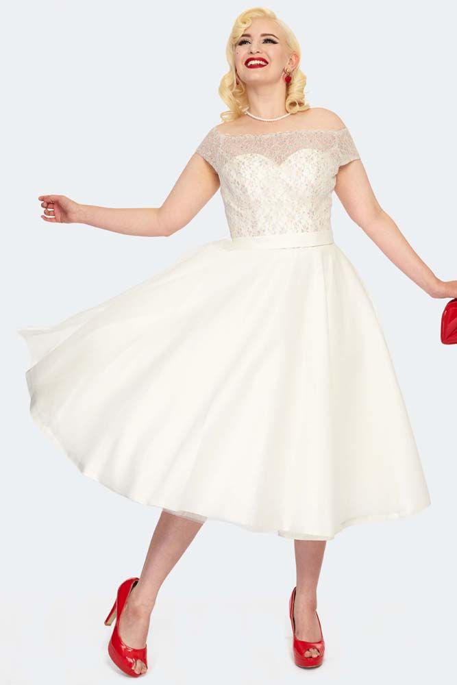 Curve White Lace Flare Dress