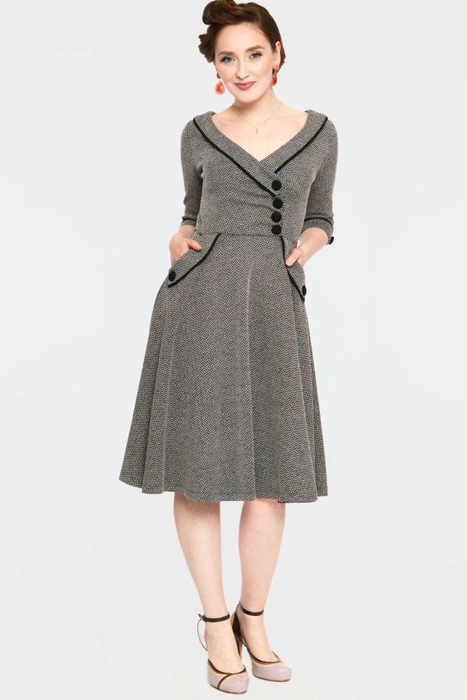 Textured Flared Tea Dress