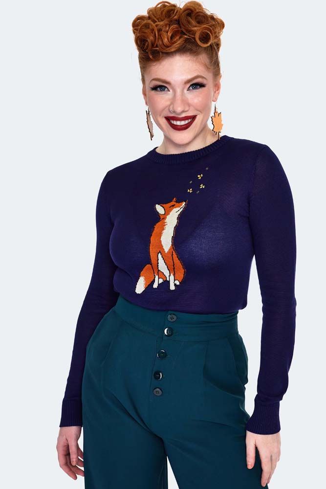 Fox Embroidered Knitted Sweater