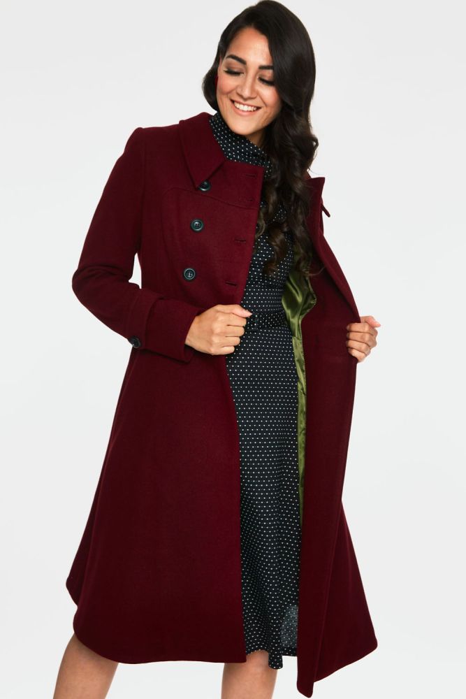 Rose Double Breasted Black Pleat Coat