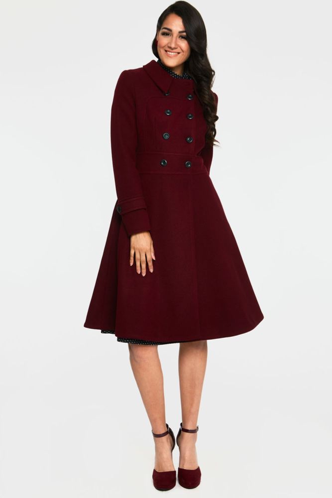 Rose Double Breasted Black Pleat Coat