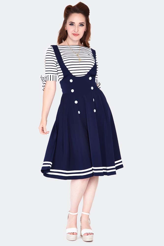 Nautical cross strap flare skirt