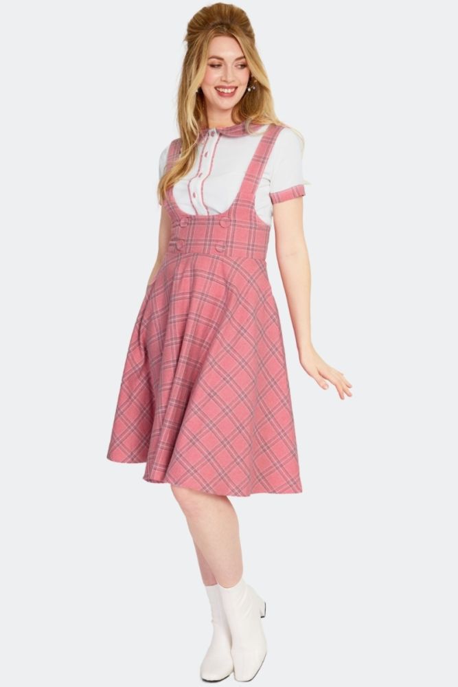 Pink Checked Flare Skirt