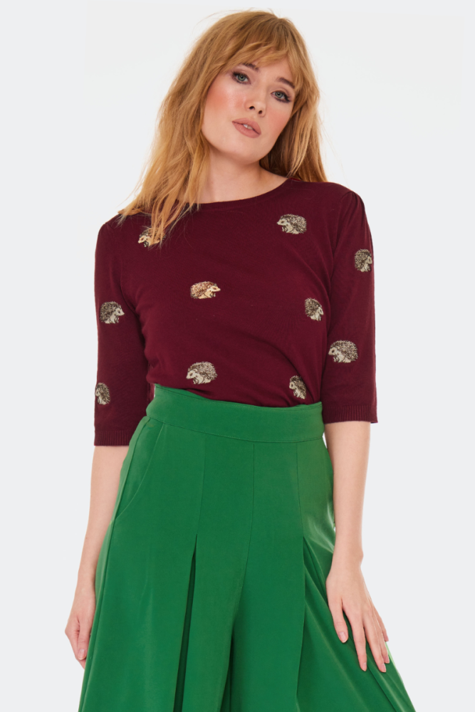 Hedgehog Embroidered Sweater