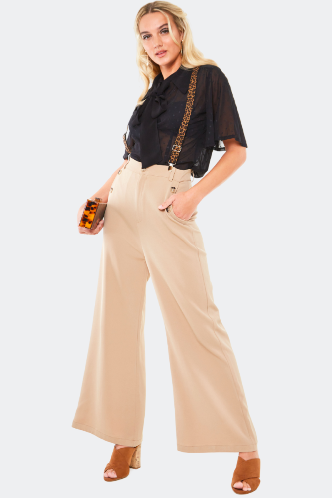 Safari Flare Trousers With Leopard Print Suspenders