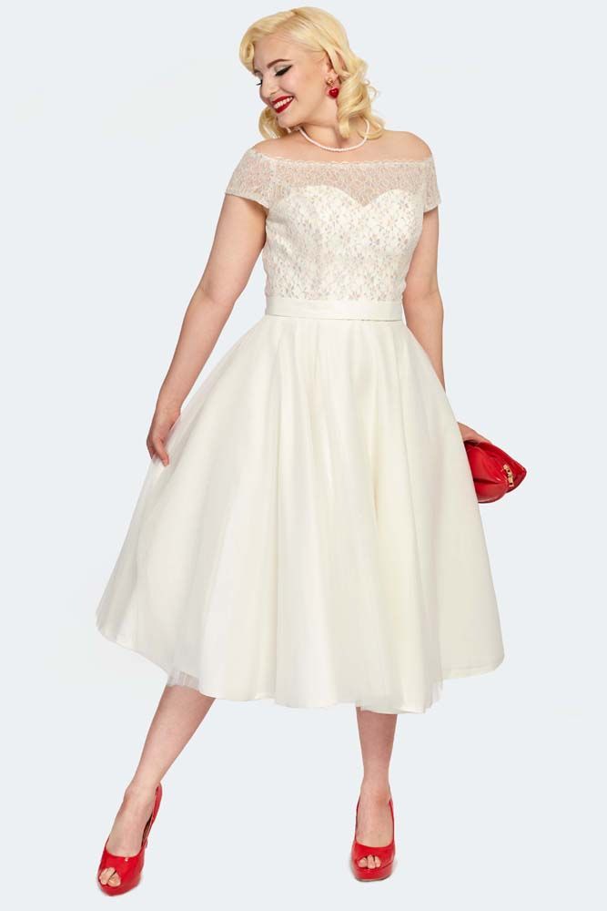 White Lace Flare Dress