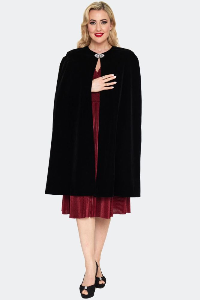 50s Black Velvet Cape