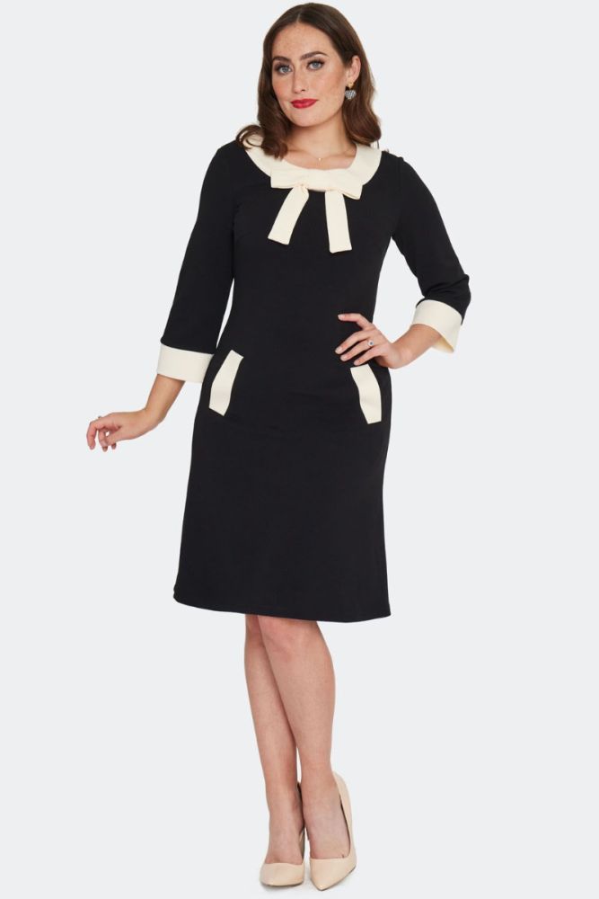 60s Black Contrast Dress