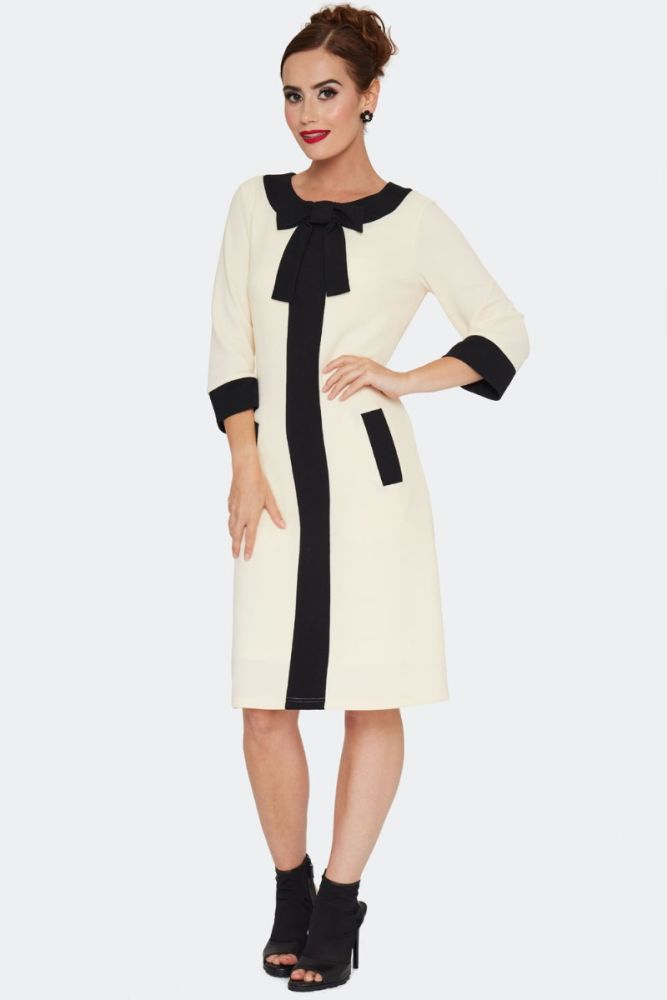 60s Ivory Contrast Dress