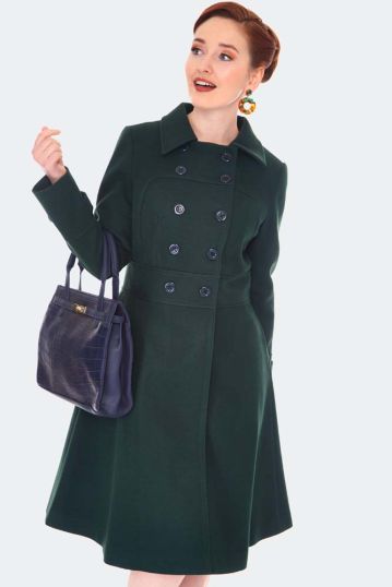 Double Breasted Green Pea Curve Coat