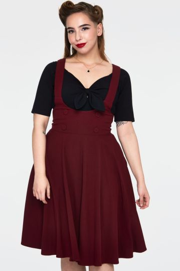 Curve Phoebe Burgundy High-Waisted Overall Skirt