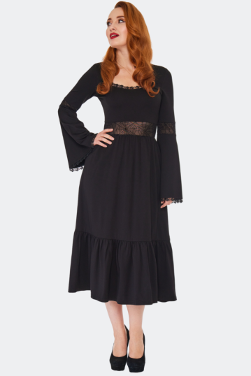 Lace Panel Long Sleeve Dress