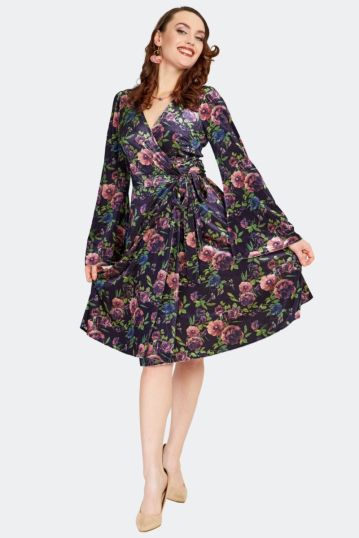 Velvet Floral Warp Dress