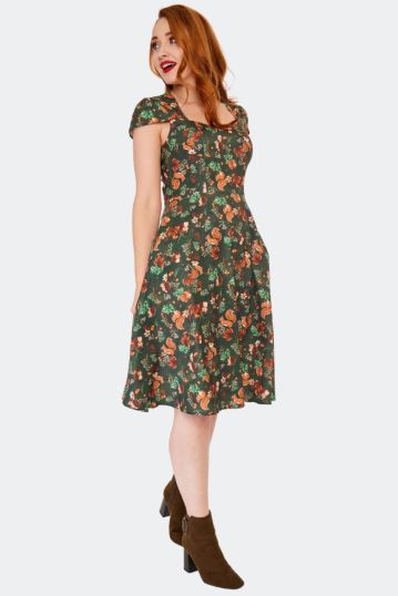 Woodland Print Flare Dress