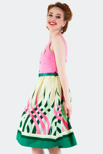 Curve Watermelon Border Flare Dress