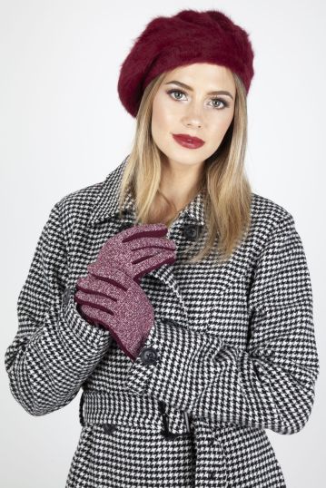 Evelyn Burgundy 40s Speckled Gloves