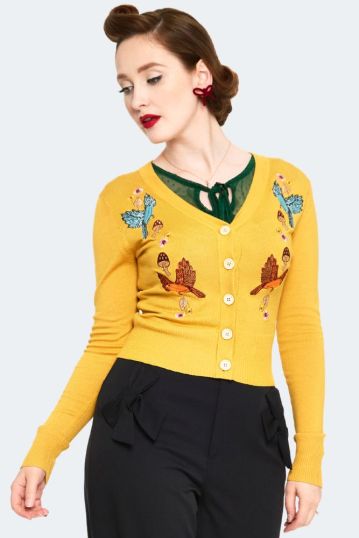 Yellow Woodland Embroidered Cardigan