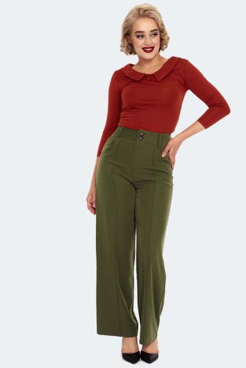 Wide Leg TROUSERS - 1940s 1950s retro vintage style - Flared, high