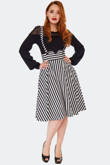 Striped Button Up Flare Skirt