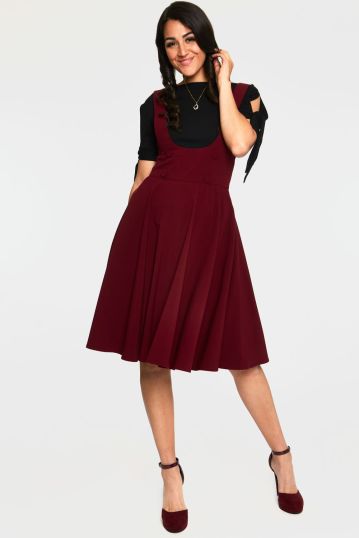 Phoebe Burgundy High-Waisted Overall Skirt
