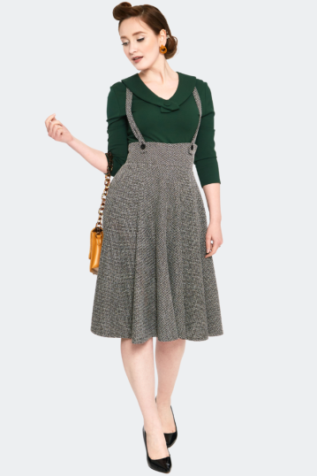 Toyin Overall Herringbone Flared Skirt