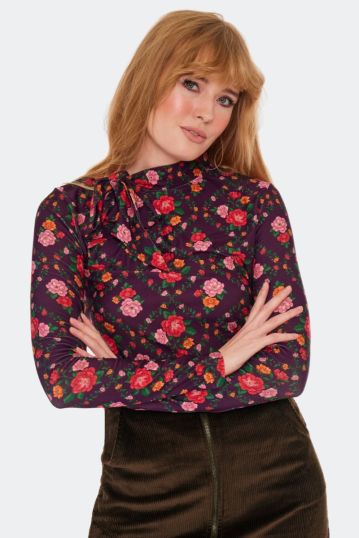 Floral Diamonds Printed Long Sleeve Top