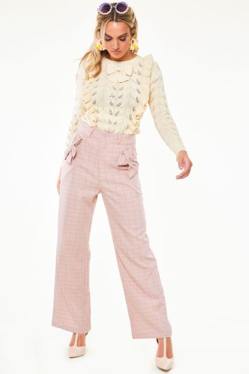 60s Belted Bengaline Flare Trousers
