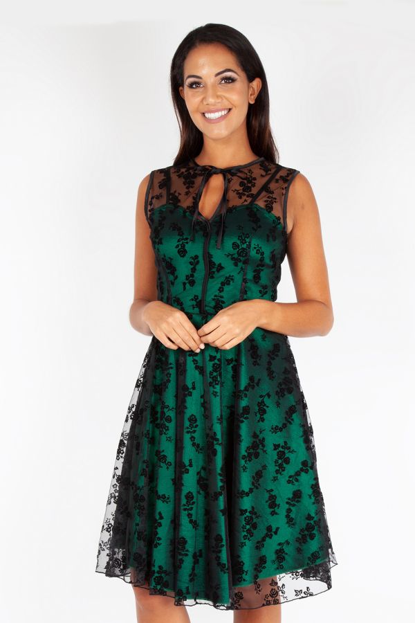 Curve Penny Green Lace Flare Dress | Vintage Inspired Fashion