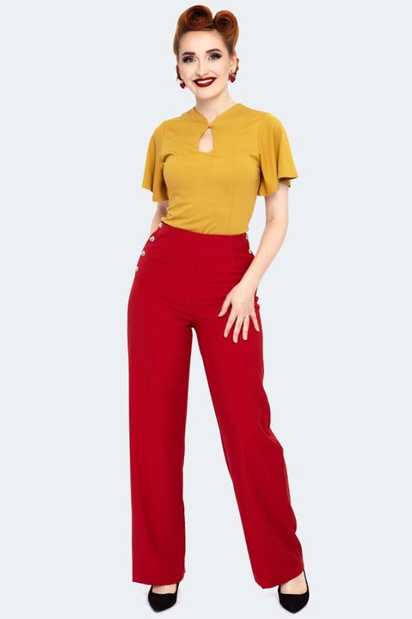 Heart Button High Waisted Trousers, Vintage Inspired Fashion & Accessories, 40s and 50s Clothing and Rockabilly Collection